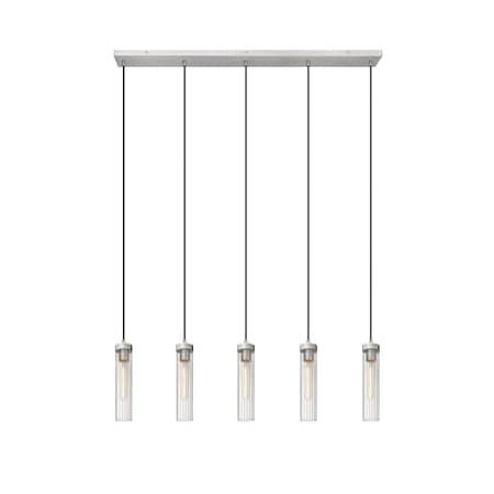 Z-Lite Beau Linear Chandelier, 5-Light, 4.75 In.W x 42 In.L x 12.75 In.H, Brushed Nickel/Clear 740P-5L-BN